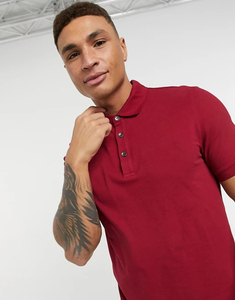 Polo Rojo de Manga Corta para Hombre, Color Sólido, Tela Oxford de Algodón, Estilo Casual, Cierre de Botones, Corte Regular, Antiarrugas - Product Image 3