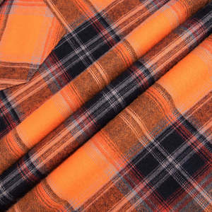 Camisa de Franela Personalizada a Cuadros con Estampado Naranja para Hombre, Manga Larga, Algodón, Informal, para Otoño - Product Image 3