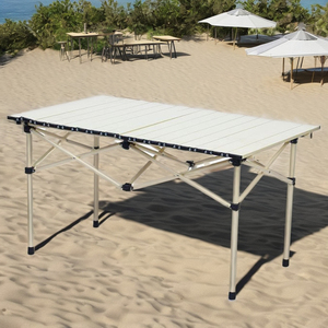 コンパクトポータブルアルミ折りたたみ正方形テーブル屋外用キャンプピクニックパーティーガーデン一般屋外家具 - Product Image 4