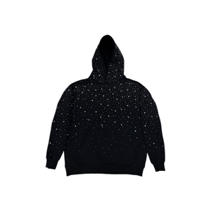Sweat à capuche pour homme orné de strass et de cristaux, style streetwear décontracté, chaud pour l'hiver et le quotidien - Product Image 1