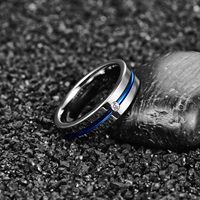 Bague en carbure de tungstène avec rainure bleue et incrustation de pierres en zircone, alliance unisexe de 6 mm pour hommes et femmes, bijoux élégants en gros