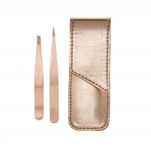 Nuevo Juego de Pinzas para Cejas Reutilizables de Acero Inoxidable con Recubrimiento de Color Oro Rosa, Instrumentos de Belleza - Product Image 3