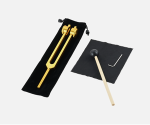 Diapasones dorados de 128 Hz con martillo de silicona para terapia de sanación por sonido musical - Product Image 5