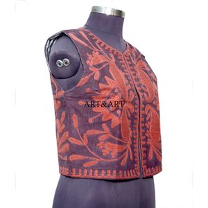 Chaleco estilo vintage para mujer con estampado floral, cuello redondo, tela Cotrise, informal, para todas las estaciones, sin mangas. - Product Image 3