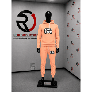 Men Peach Tracksuit Custom Printed Pullover <b>Hoodie</b> Jogger Pants Set Casual Streetwear Fleece Sportswear <b>Gym</b> Training Outfit Sale - Product Image 3