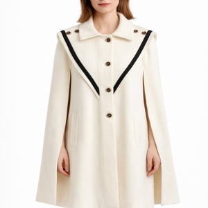 Abrigo largo con cuello marinero para mujer, elegante abrigo tipo capa con botones al frente, moderno, suave y clásico para invierno. - Product Image 2