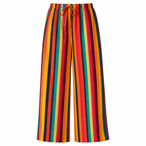Custom Women Striped <b>Linen</b> <b>Wide</b> <b>Leg</b> Pants Bohemian Casual Colorful Palazzo <b>Trousers</b> Summer Loose Fit Beach Pants Streetwear - Product Image 6
