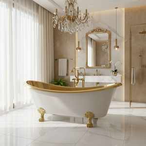 Baignoire traditionnelle artisanale en cuivre avec pieds décoratifs en laiton pour villas et hôtels, finition premium pour salles de bain - Product Image 2