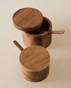 Wood <b>Spice</b> <b>Jar</b> Sugar Bowl Creamer Pots Minimalist Handmade Matte Finish Wholesale Exporter Wood Sugar Pot - Product Image 1