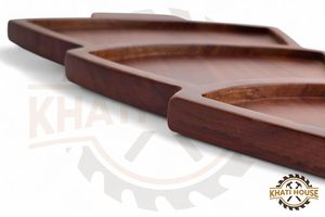 Wooden Serving <b>Tray</b> With 3 Compartments For Snacks Dips Starters <b>Tea</b> Time Platter Multifunctional Unfinished Acacia Wood 35.5 Cm - Product Image 5