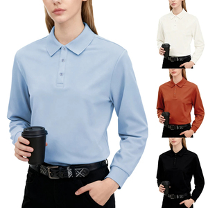 Polo de Manga Larga para Mujer, Color Sólido, Estilo Casual, Tejido de Alta Calidad, Largo Regular, Teñido Liso, 2026 Premium - Product Image 1