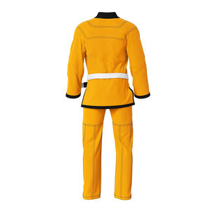 ชุดยูโดแบบทอสองชั้น ชุดบราซิลเลียนยิวยิตสู คุณภาพสูง สีเหลืองซักแล้ว แถบสีดำ ชุดคาราเต้ ชุดศิลปะการต่อสู้ - Product Image 2