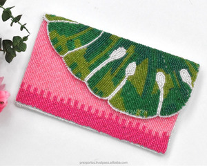 Bolso de Mano de Noche Personalizado con Diseño de Hojas y Cuentas Bordadas Multicolores, Bolso de Fiesta, Bolso de Boda, Regalo Nupcial, Moda de Lujo, Portátil - Product Image 4