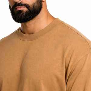 T-shirts vintage pour hommes en jersey de coton gris délavé teinté pigmentaire haut de gamme 260 g/m² avec bords effilochés style streetwear - Product Image 2