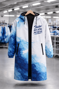 Professional Swim Parka Coat, Unisex Long Hooded Jacket with Thermal Protection, Water Resistant Fabric and Eye <b>Catching</b> Design - Product Image 6