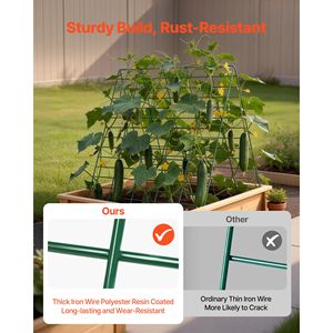 Set di 4 tralicci per cetrioli da giardino, 90 cm, in metallo con rivestimento antiruggine, supporto per piante rampicanti in aiuole rialzate, spessore 5 mm - Product Image 2