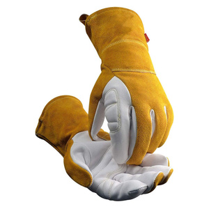 Gants de sécurité robustes en cuir croûte de vachette renforcé pour soudage TIG, résistants à l'abrasion et à la chaleur, pour travaux de construction - Product Image 1