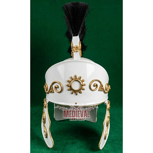 Casque de Chevalier Croisé Personnalisé Blanc Médiéval avec Accents en Laiton pour Cosplay, Réenactement et Fête d'Halloween - Product Image 2