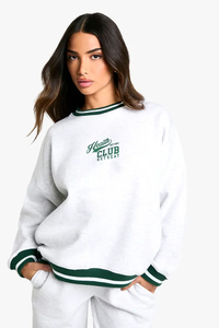 Sudadera Blanca de Cuello Redondo para Mujer, Estilo Informal, Manga Larga, Tejida, para Otoño, de la Marca Health Club Retreat - Product Image 6