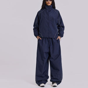 Conjunto Deportivo de Dos Piezas para Mujer, 100% Algodón, Elástico, Cuello en V, Estilo Hip Hop, Forro Polar, Transpirable, para Invierno - Product Image 6