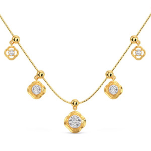Collar con Cinco Dijes Florales de Diamantes y Diseño de Flor Esculpida en Oro - Product Image 1