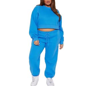 ODM Offre Spéciale survêtement femme couleur personnalisée haute qualité coton éponge survêtements deux pièces ensemble en gros pas cher - Product Image 1