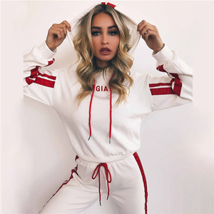 Women's Winter Fleece Tracksuit Breathable Wool Hoodie Set with Oversize <b>Crop</b> <b>Top</b> 2-Piece Hoodie Sweatshirt for Women - Product Image 4