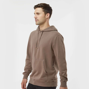 Sweat à capuche oversize en molleton 100 % coton marron pour homme avec poche kangourou, uni, décontracté et écologique - Product Image 2