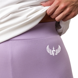 Shorts de cyclisme en jersey violet clair pour femme, taille haute, extensibles, pour le sport, le fitness, l'entraînement et les activités physiques - Product Image 6