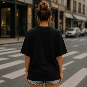 เสื้อยืดคอกลมแขนสั้นทรงหลวมสำหรับผู้หญิง ผ้าฝ้ายถัก 100% น้ำหนัก 180 กรัม พิมพ์ลายแบบรีดร้อน สวมใส่สบาย ระบายอากาศได้ดี - Product Image 2