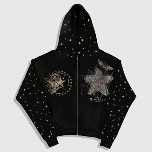 เสื้อฮู้ดดี้โอเวอร์ไซส์สั่งทำพิเศษ ผ้าฝ้ายฟลีซ 100% แต่งลายปะแบบดิสเทรส ทรงปกติ สกรีนลายด้วยเทคนิคซิลค์สกรีน - Product Image 4