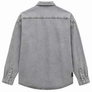 Mineral Wash Jean Utility <b>Jacket</b> Slouchy Hip Hop Urbanwear Over Shirt With Studded Shoulder Flap Pockets - Product Image 4