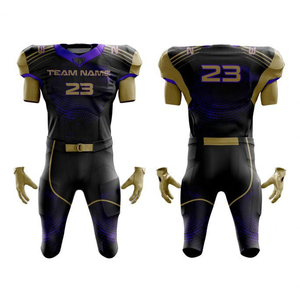 Conjunto de Uniforme de Fútbol Americano Personalizado, Color Morado, Cuello en V, Manga Corta, Sublimado, Transpirable, Ajustado, para Hombre - Product Image 3
