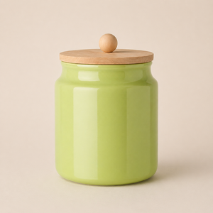 Recipiente de Almacenamiento Verde Brillante con Tapa de Madera, Sellado Hermético, Organizador de Cocina Moderno, Frasco de Almacenamiento Duradero de Calidad Premium - Product Image 1