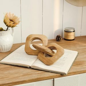 Escultura Geométrica Decorativa de Madera Natural Ecológica para Mesa, Decoración del Hogar, Adorno para Bodas - Product Image 1