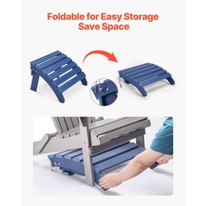 Poggiapiedi Adirondack 18.7L X 18.9W X 13.8H Pollici in Plastica HDPE Pieghevole Resistente alle Intemperie per Arredo Patio - Product Image 5