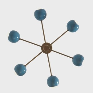 Modern Brass Geometric Ceiling Light Blue Globe Shades Mid Century Modern Indoor Fixture Living Room Home Decor - Product Image 4