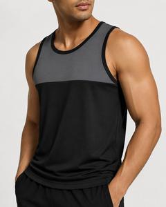 <b>Men's</b> <b>Black</b> Gray Sporty Fit O-Neck Sleeveless <b>Tank</b> <b>Top</b> Knitted Polyester Eco-Friendly Breathable Quick Dry Workout - Product Image 1