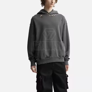 Fashion <b>Trendy</b> Wear New Look Men Casual Distressed <b>Hoodies</b> Long Sleeve Cotton Blended Casual <b>Hoodies</b> - Product Image 3