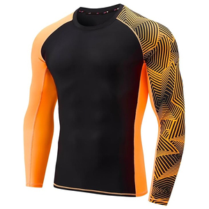 High Quality Men Long Sleeve Rash Guard <b>Compression</b> <b>Shirt</b> Graphic Print UV Protection Bulk Supplier - Product Image 1