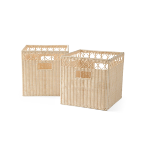 Juego de Cestas de Almacenamiento de Ratán Tejidas a Mano con Tapa, Diseño Apilable, Cesta Organizadora Ecológica, Venta al por Mayor, Suministro de Fábrica OEM - Product Image 2