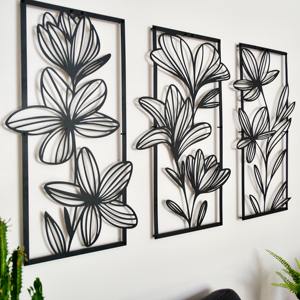 Conjunto de 3 piezas de arte mural de metal con acabado dorado y diseño floral, ideal para la recepción de oficinas, inauguración de casas y como regalo. - Product Image 4