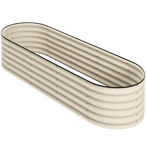 Kit Orto Rialzato Zincato 1.93m x 0.61m x 0.43m con Fioriera in Metallo e Bordo di Sicurezza Color Crema - Product Image 1