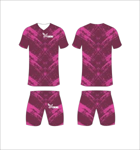 Ensemble d'uniformes de football personnalisés sublimés, motif abstrait bordeaux rose, respirant, séchage rapide, maillot de football d'équipe, shorts, kits pour hommes et jeunes - Product Image 1