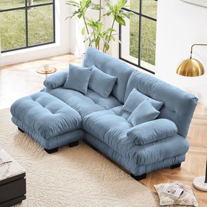 Divano Cloud a 2 Posti in Ciniglia per Soggiorno, Include 2 Cuscini Lombari e 2 Cuscini Decorativi, Seduta Ampia e Confortevole Imbottita - Product Image 1