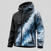 Veste imperméable pour homme Oxytag Sports, réactive à la température, imprimé dégradé bleu noir, vêtements d'extérieur sportifs d'hiver, fermeture éclair