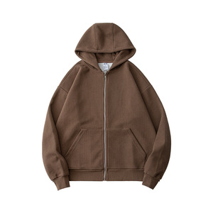 Men Dark Teal Waffle Knit <b>Zip</b> Up Hoodie Oversized Full <b>Zip</b> Textured Casual Streetwear Sweatshirt Wholesale - Product Image 3
