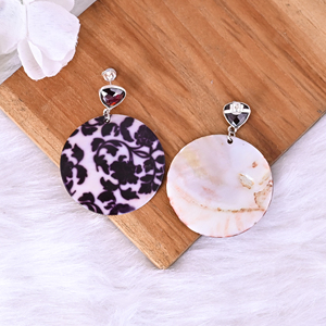 <b>Garnet</b> Hydro & Mother of Pearl Resin Art Dangle <b>Earring</b> | 925 Sterling Silver - Product Image 6
