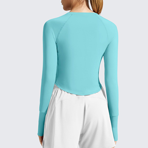 Camiseta Deportiva de Manga Larga con Aberturas para Mujer, Top Corto de Compresión Ajustado, Ropa de Gimnasio, Top Deportivo de Yoga para Mujer - Product Image 2