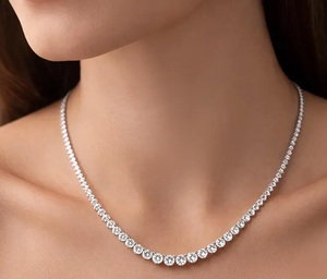 Luxury Round Cut Moissanite Tennis <b>Necklace</b> Iced Out Hip Hop Jewellery Romantic Bridal <b>Statement</b> Gift - Product Image 3